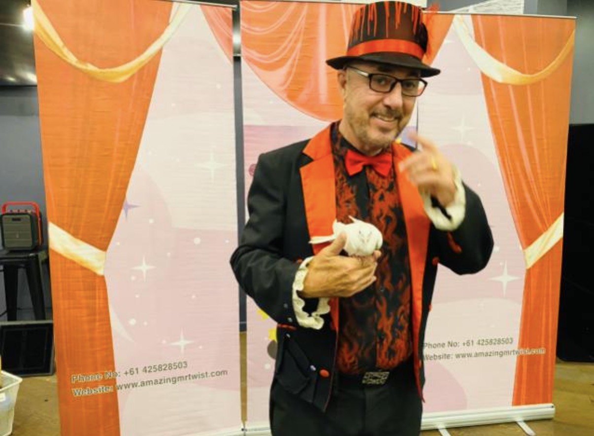 Amazing Mr Twist stage magic show with live dove